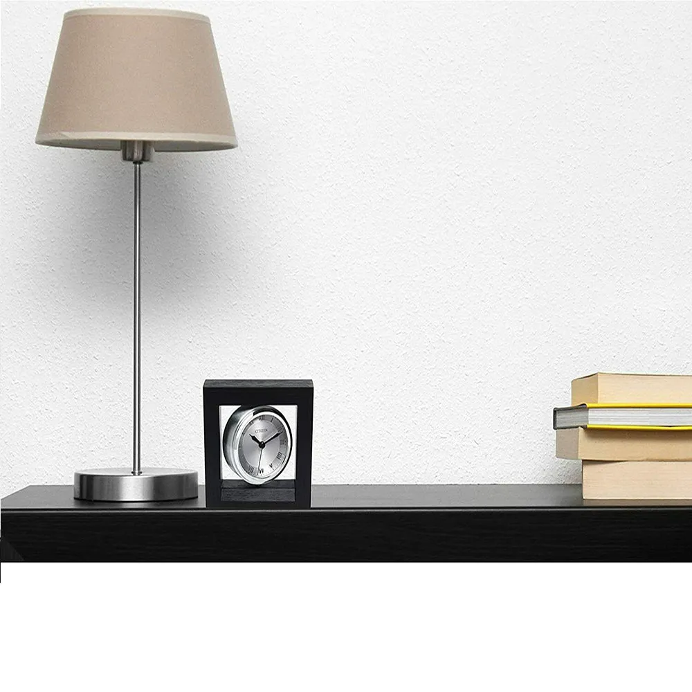 Citizen Decorative Accents Black Base Gray Dial Square Spinning Photo Desk Clock - CC1009