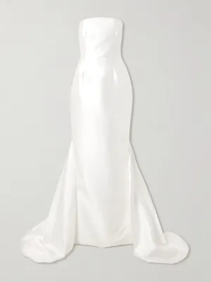 Imani strapless pleated twill gown
