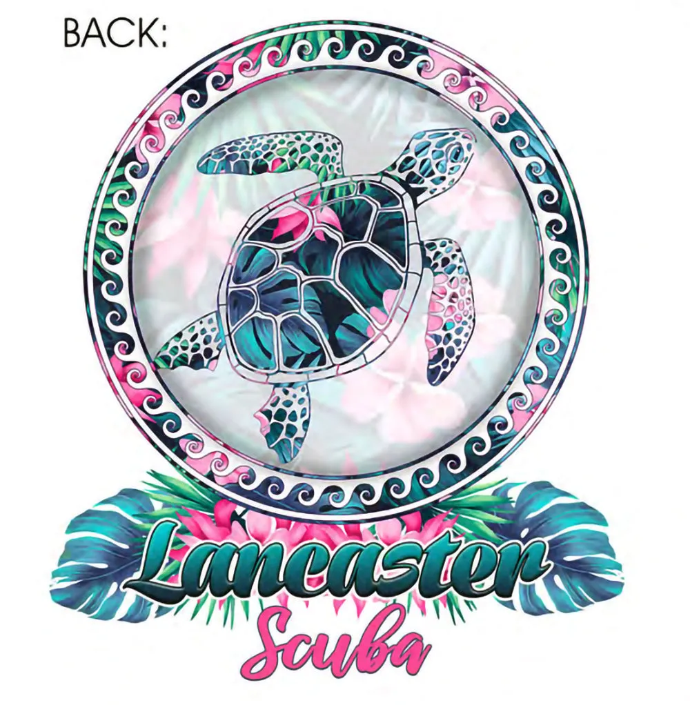 Lancaster Scuba Women's Long Sleeve Scoop Performance Shirt, Tropical Wave Turtle, Anti-Snag and UPF 50  Sun Protection