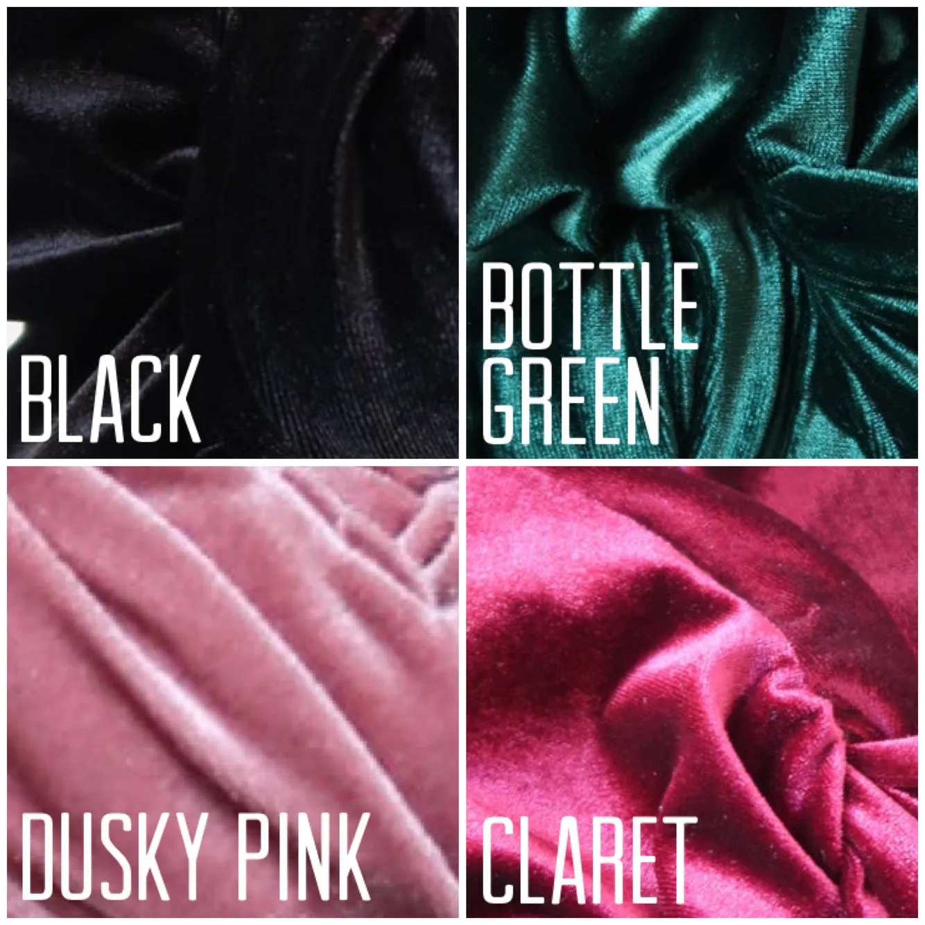 Made To Order: WORKWEAR KNOT Velvet Headband in 4 colours in black, claret, bottle green & dusky pink