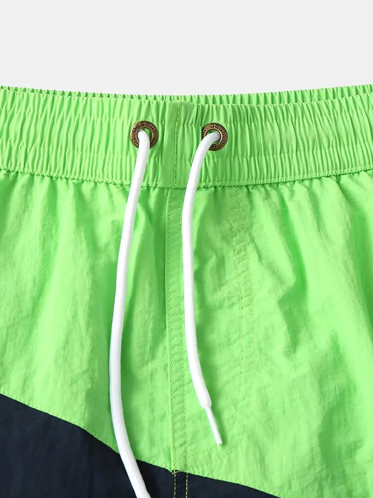Men Casual Spell Color Sports Board Shorts