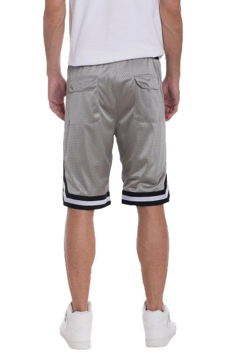 Mens Gray Double Mesh Layer Sports Shorts