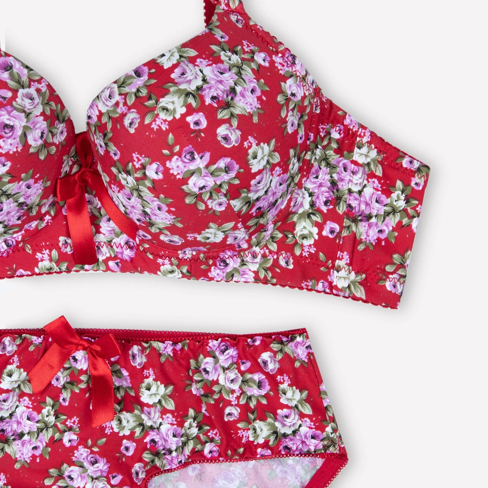 Red Imported Floral Padded Set
