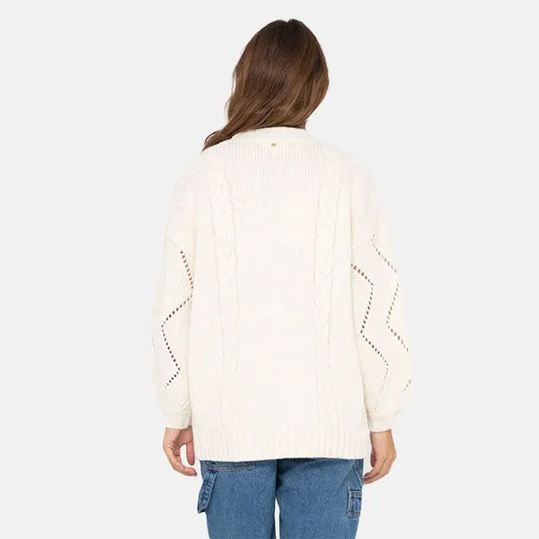 Rusty Rossie Relaxed Fit Knit Cardigan - Snow