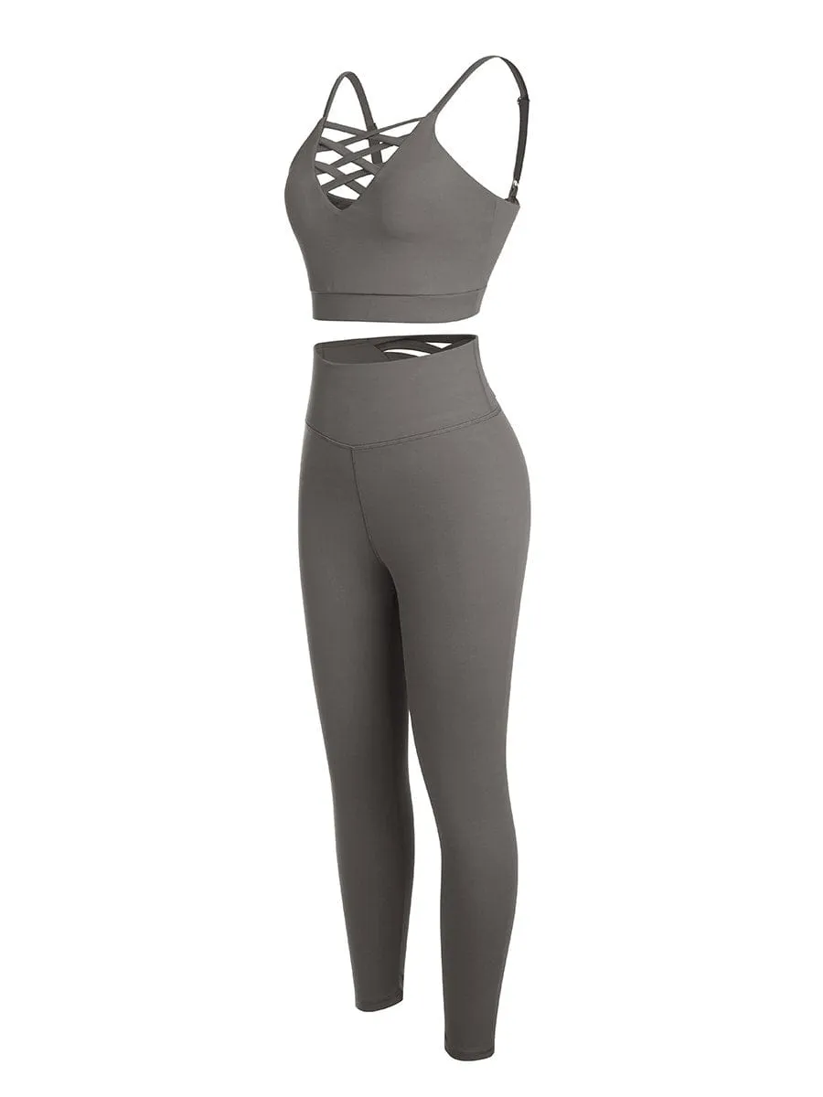 Wholesale Black Adjustable Straps High Waist Athletic Suit Quick Drying